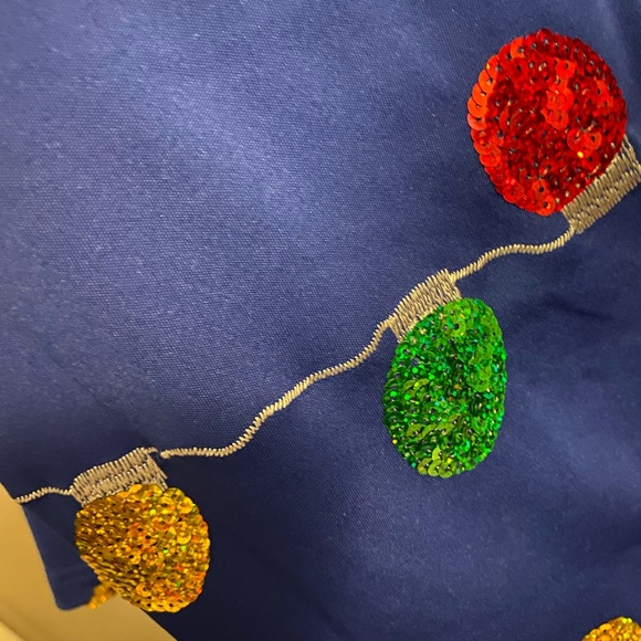 Tipsy Elves Christmas Holiday Lights dress like new navy-gold,green, red sequin - Picture 4 of 7